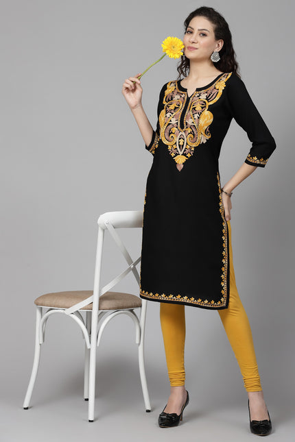 Black Chinarkari Long Kurti For Women