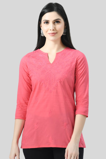 Self Chikan Short Kurti For Women