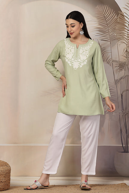 Pista Green Aari Co-Ord Set Set for Women