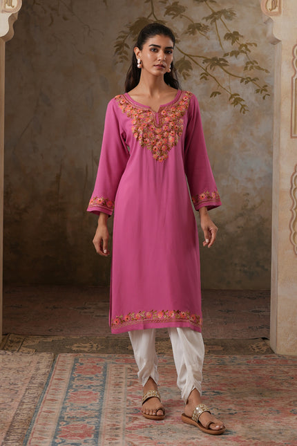 Huma Aari Work Straight Kurta