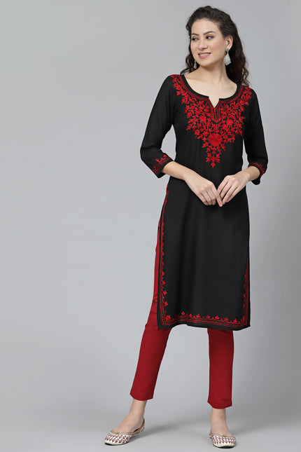 Black Maron Aari Long Kurti For Women