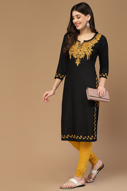 Black Kerry Long Kurti For Women