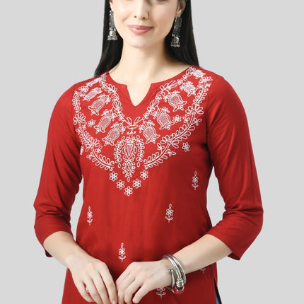 Chikan Short Kurti For Women