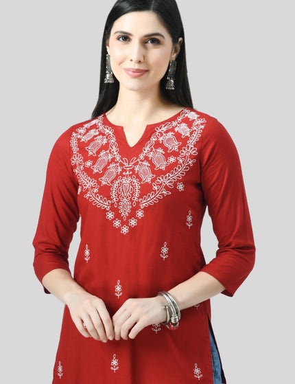 Chikan Short Kurti For Women