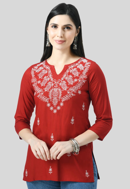 Chikan Short Kurti For Women