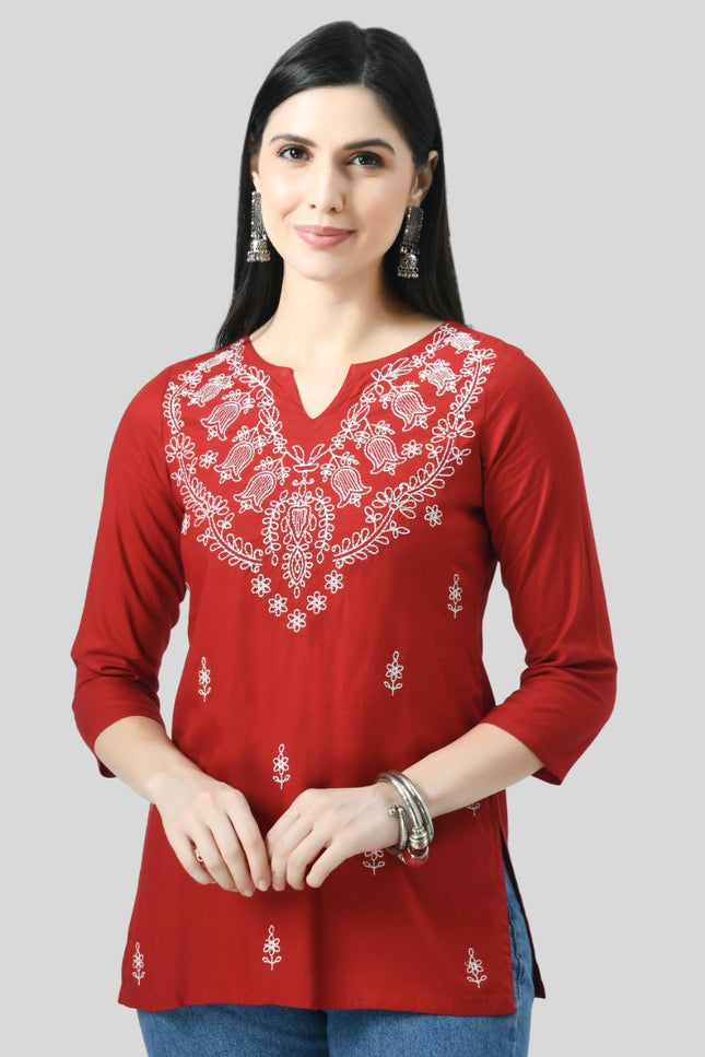 Chikan Short Kurti For Women