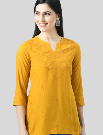 Self Chikan Short Kurti For Women