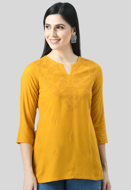 Self Chikan Short Kurti For Women