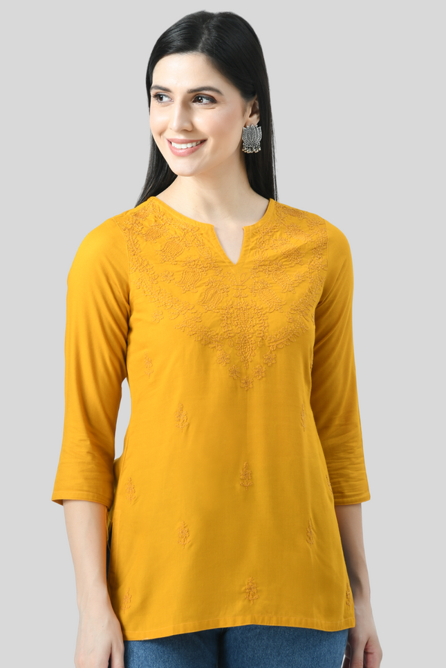 Self Chikan Short Kurti For Women