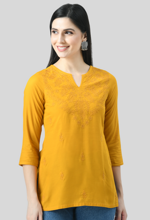 Self Chikan Short Kurti For Women