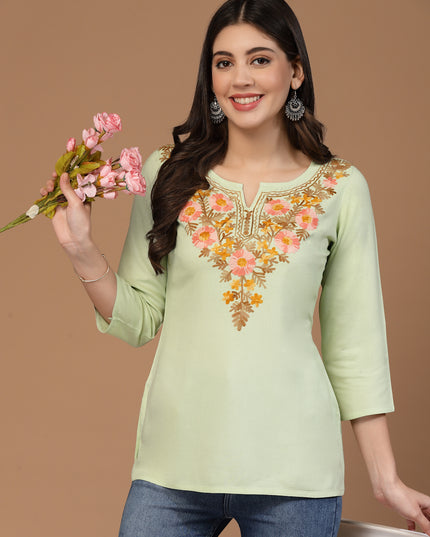 Israa Aari Embroidered Short Kurti For Women