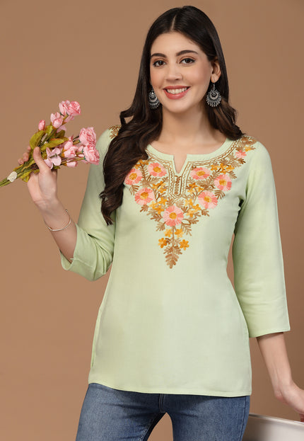 Israa Aari Embroidered Short Kurti For Women