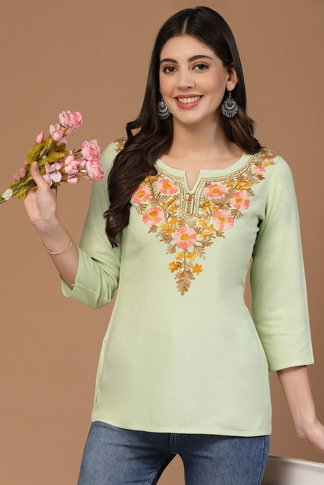 Israa Aari Embroidered Short Kurti For Women