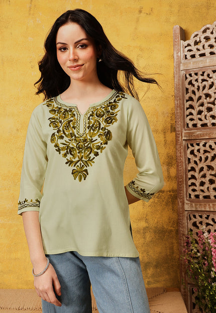 Qazmi Women's Kashmiri Aari Work Kurti