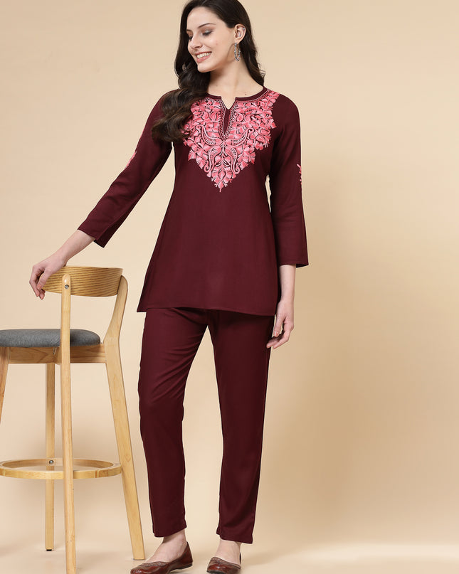 Ayesha Wine Co-Ord Set