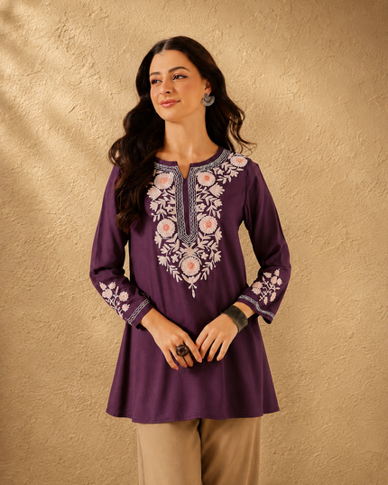 Qazmi Women's Kashmiri A-Line  Flared Kurti