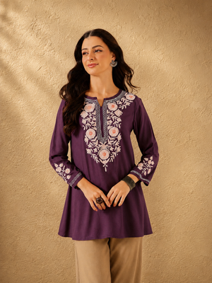 Qazmi Women's Kashmiri A-Line  Flared Kurti