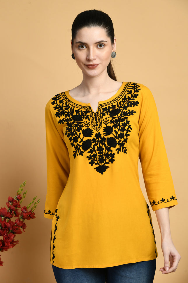 Mayra Aari Embroidered Short Kurti For Women