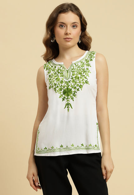 Aari Sleeveless Short Kurti For Women