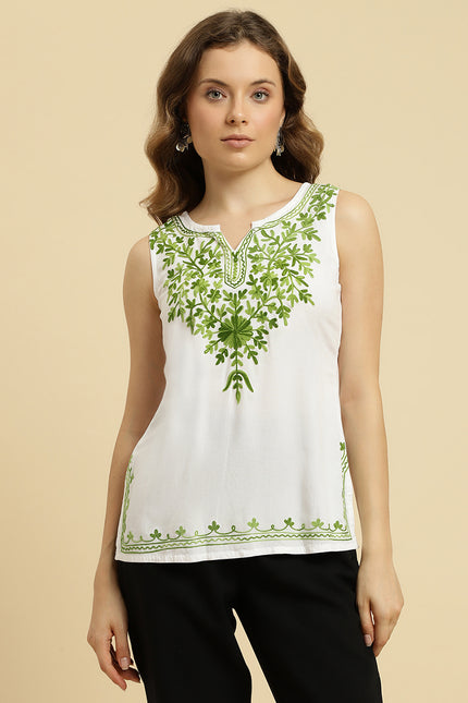 Aari Sleeveless Short Kurti For Women