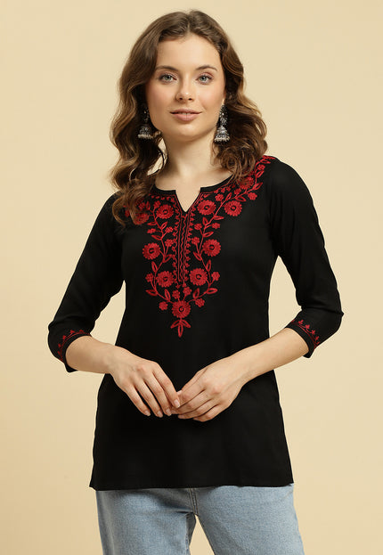 Maroon Silk Short Kurti For Women