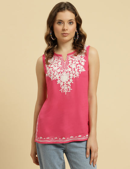 Aari Sleeveless Short Kurti For Women
