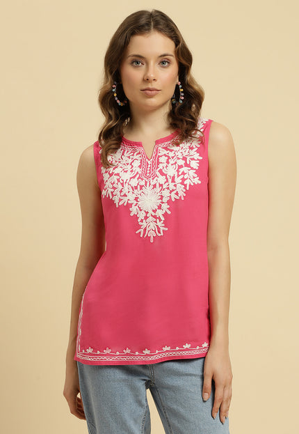 Aari Sleeveless Short Kurti For Women