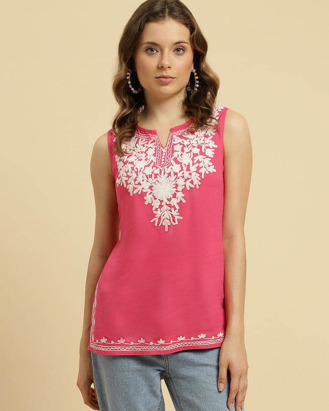 Aari Sleeveless Short Kurti For Women