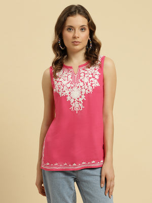 Aari Sleeveless Short Kurti For Women