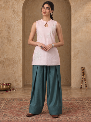 Vaani Peach & Green Farshi Set