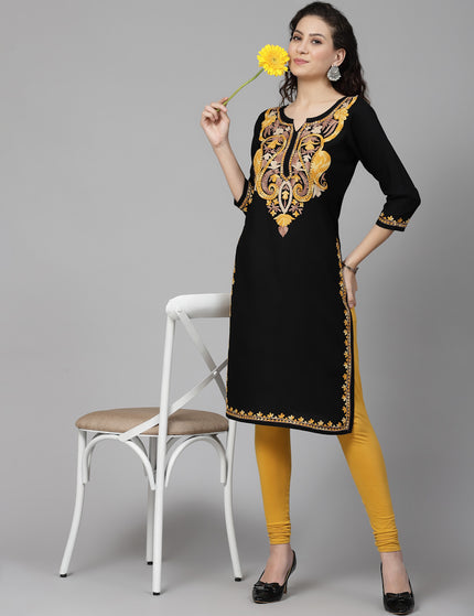 Black Chinarkari Long Kurti For Women