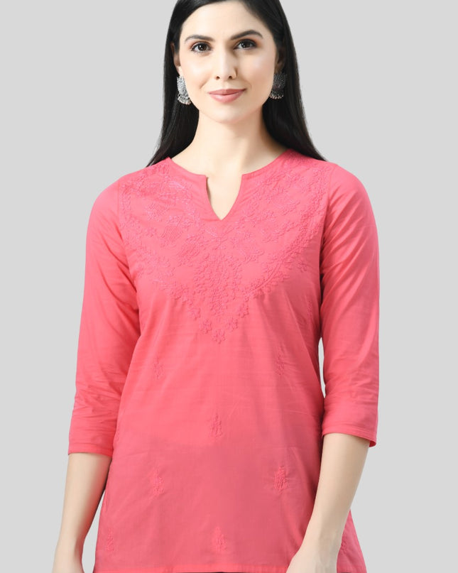 Self Chikan Short Kurti For Women