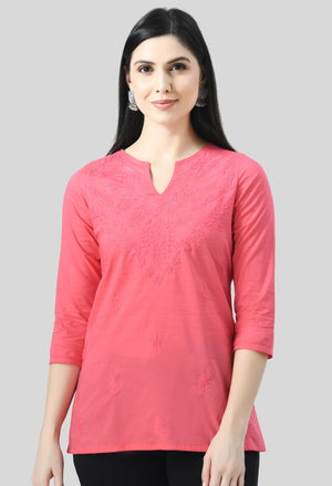 Self Chikan Short Kurti For Women