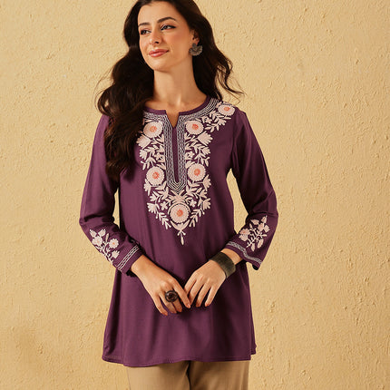 Qazmi Women's Kashmiri A-Line  Flared Kurti
