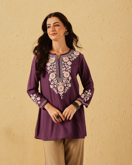 Qazmi Women's Kashmiri A-Line  Flared Kurti