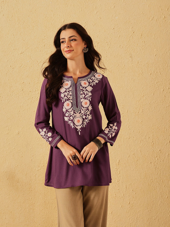 Qazmi Women's Kashmiri A-Line  Flared Kurti