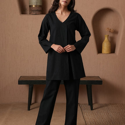 Qazmi Women's Cotton Linen Kashmiri Aari Work CoOrd Set