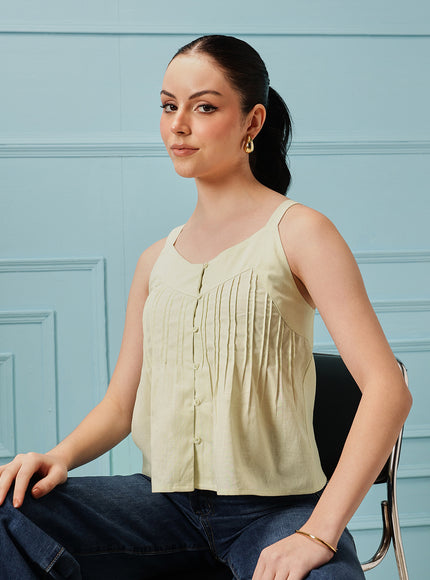Qazmi Women's Cotton Linen Tank Top