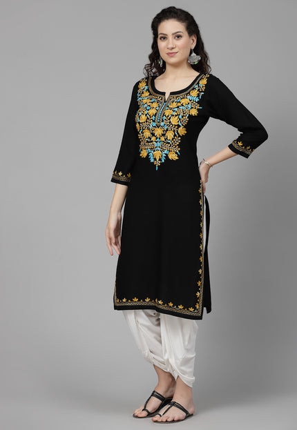 Black Aari Long Kurti For Women
