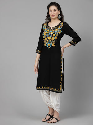 Black Aari Long Kurti For Women