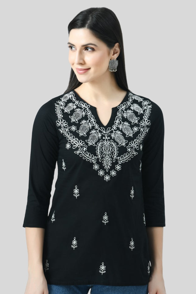 Chikan Short Kurti For Women