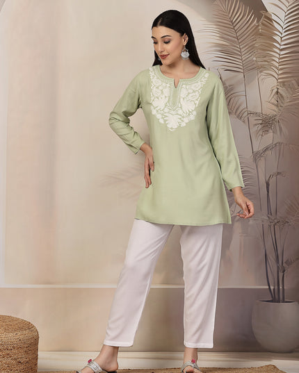 Pista Green Aari Co-Ord Set Set for Women