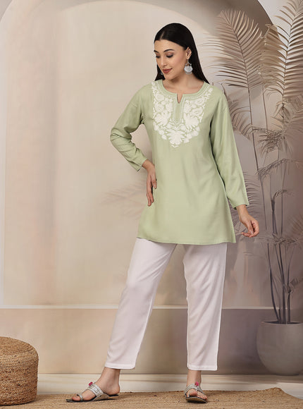 Pista Green Aari Co-Ord Set Set for Women