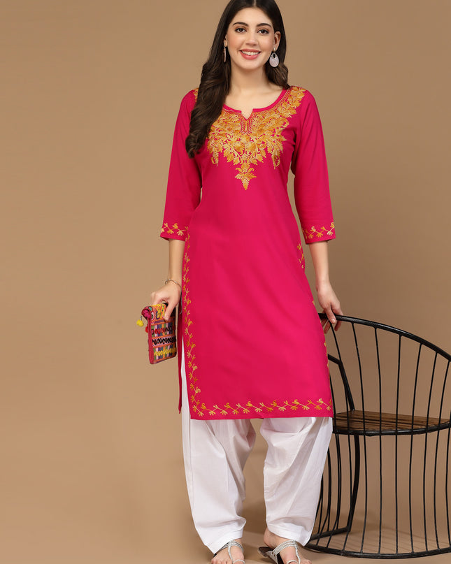 Zeenat Aari Pink Long Kurti For Women