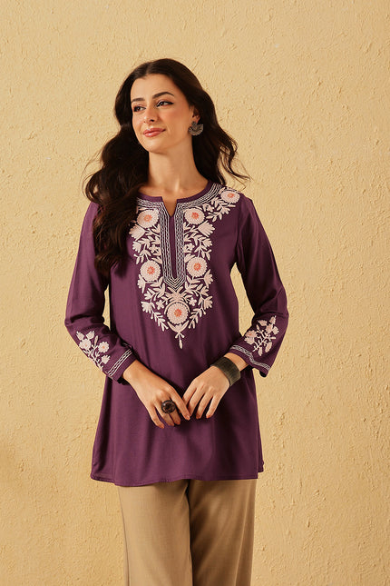 Qazmi Women's Kashmiri A-Line  Flared Kurti