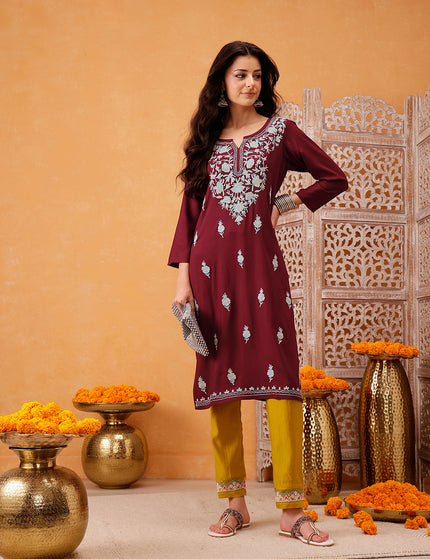 Samara Maroon Long Kurti For Women