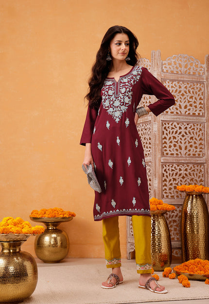 Samara Maroon Long Kurti For Women