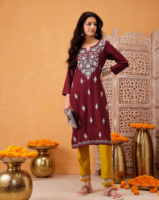Samara Maroon Long Kurti For Women