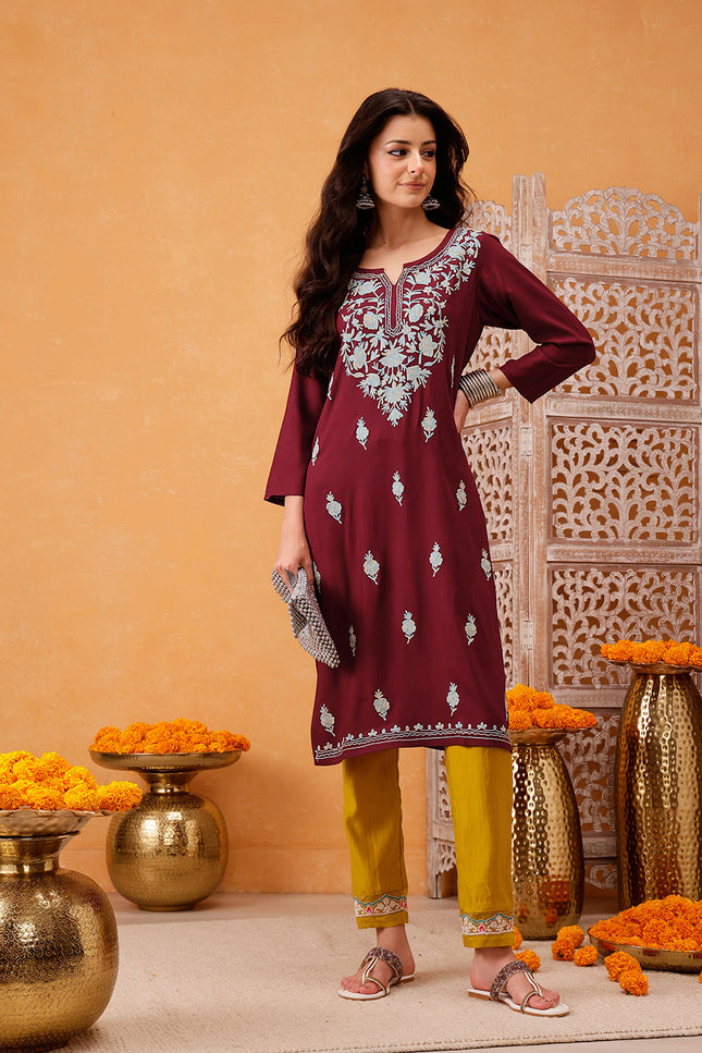 Samara Maroon Long Kurti For Women