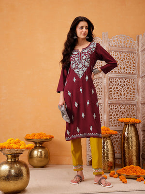 Samara Maroon Long Kurti For Women